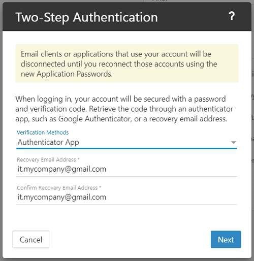 SmarterMail Two-step authentication 1